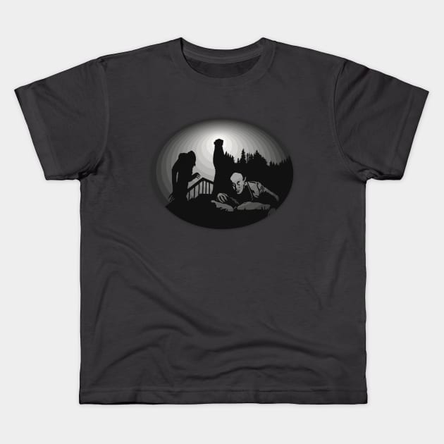 Nosferatu, a Symphony of Horror (Monochrome) Kids T-Shirt by PlaidDesign